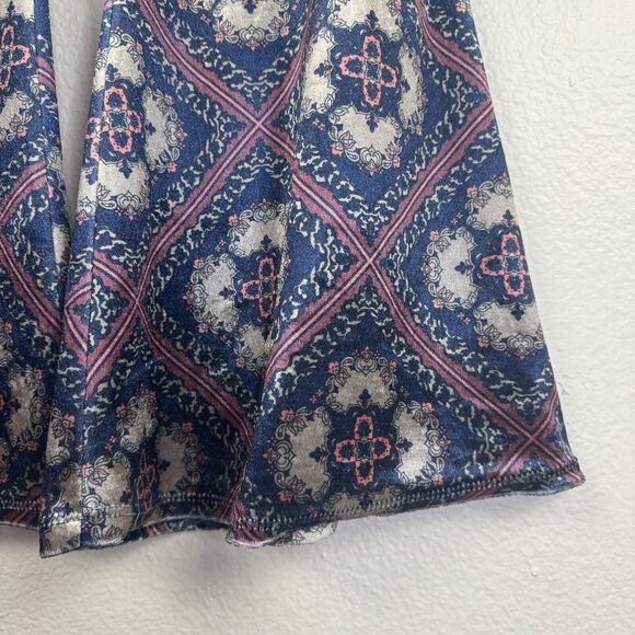 Band Of Gypsies Velvet Floral Mandala Flare Leg Bell Bottom Pants Blue Purple M - Picture 9 of 15